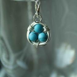 Blue Bird Nest Necklace Wi..